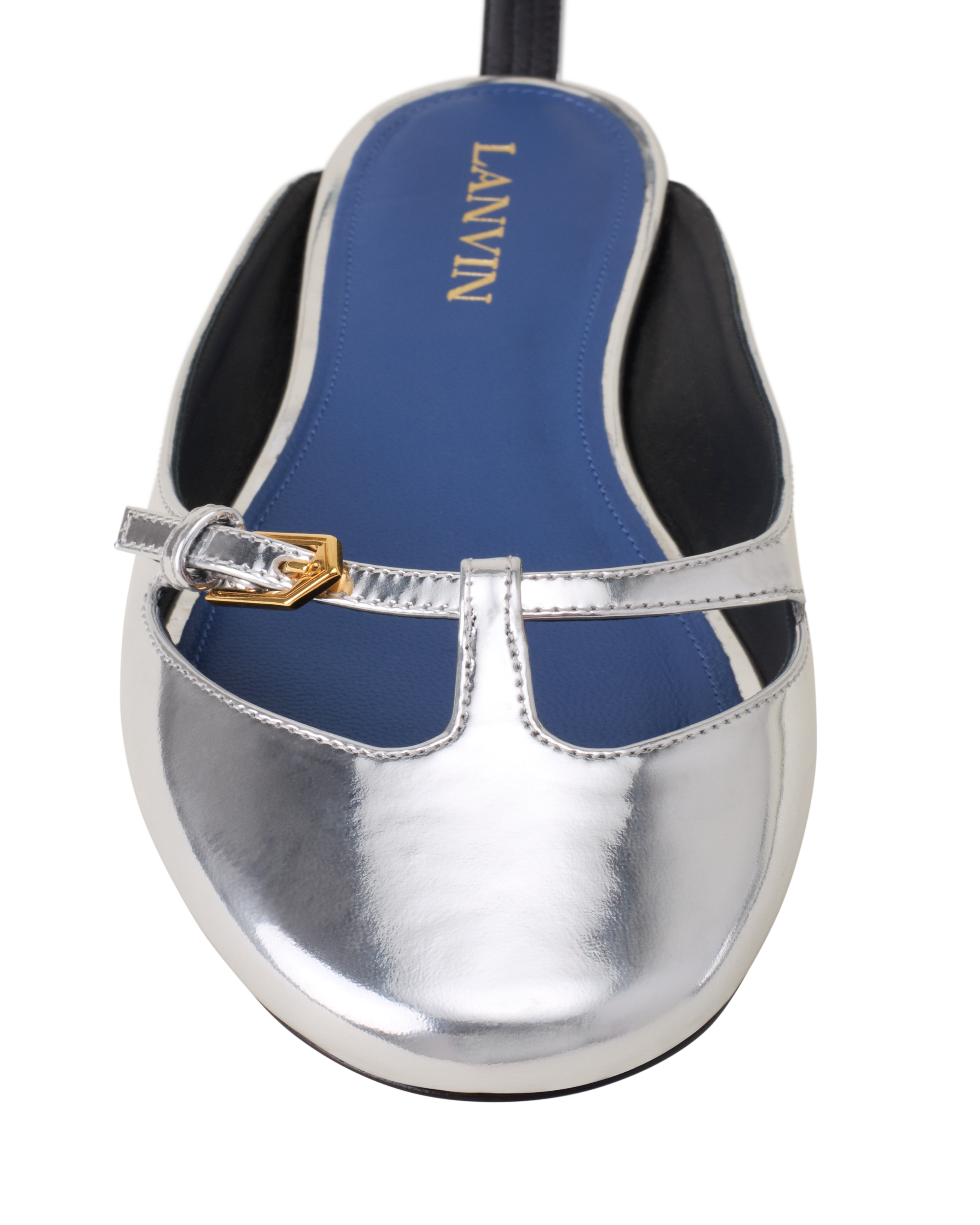 Lanvin Mary-Jane Ballerina In Leather, Alternate, color, Silver