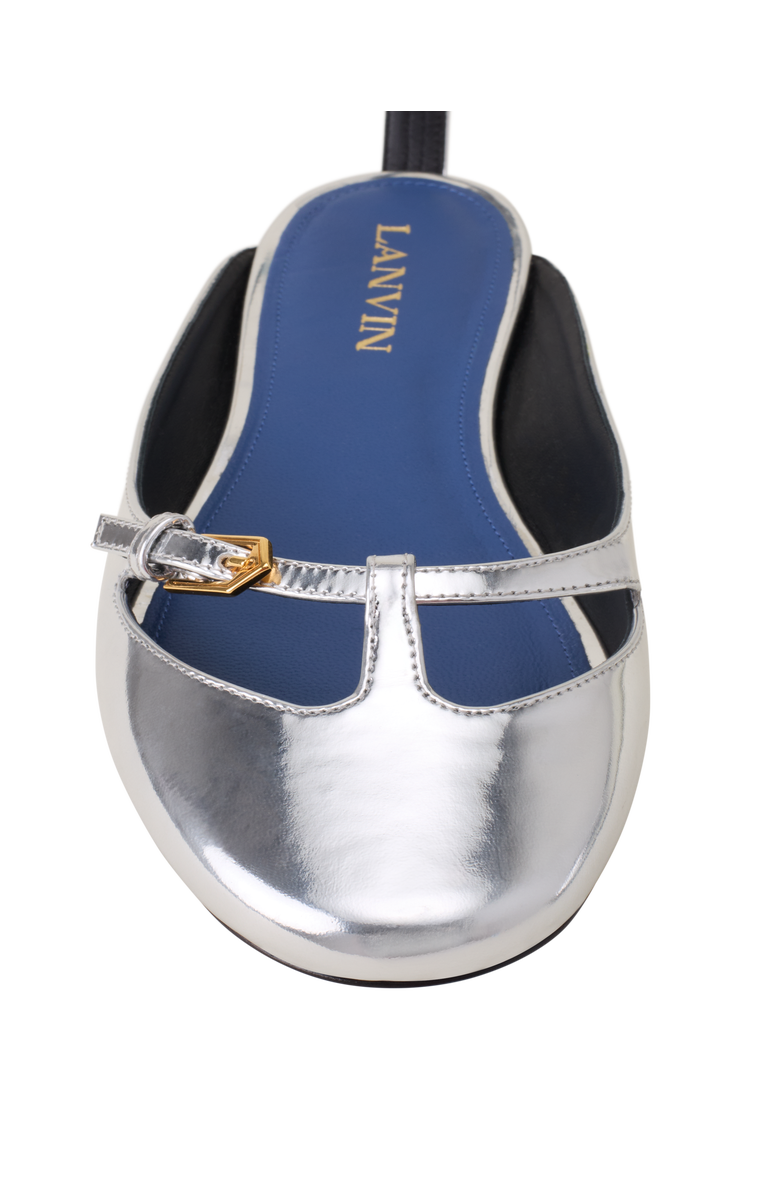 Lanvin Mary-Jane Ballerina In Leather, Alternate, color, Silver