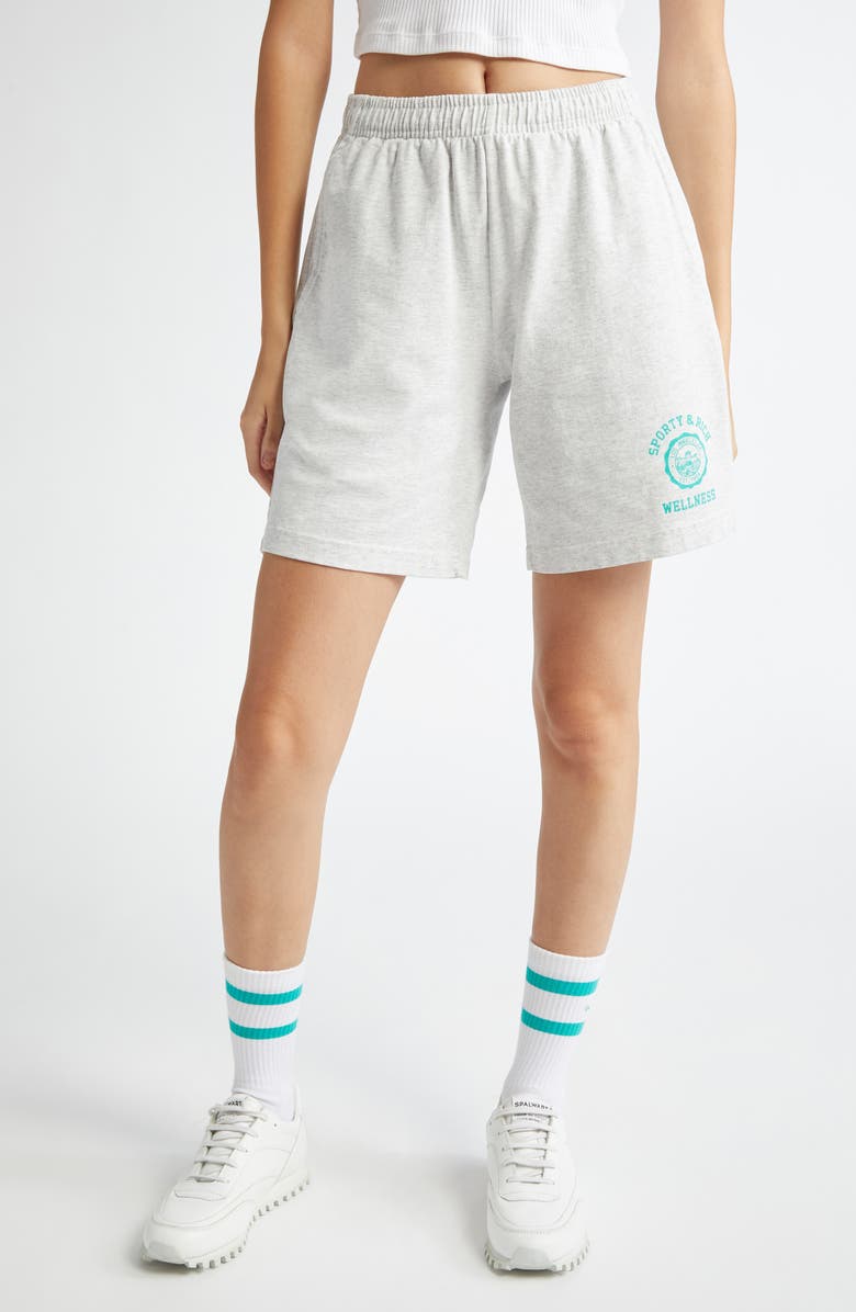 Sporty & Rich Emblem Cotton Blend Graphic Sweat Shorts, Main, color, 