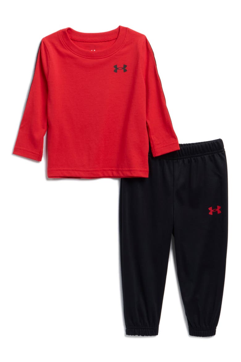 Logo Trim Long Sleeve T-Shirt & Pants Set, Main, color, RED