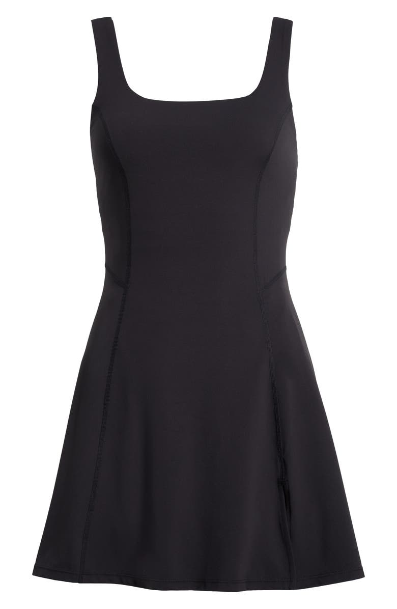 Zella Luxe Lite Court Dress with Interior Shorts, Alternate, color, Black