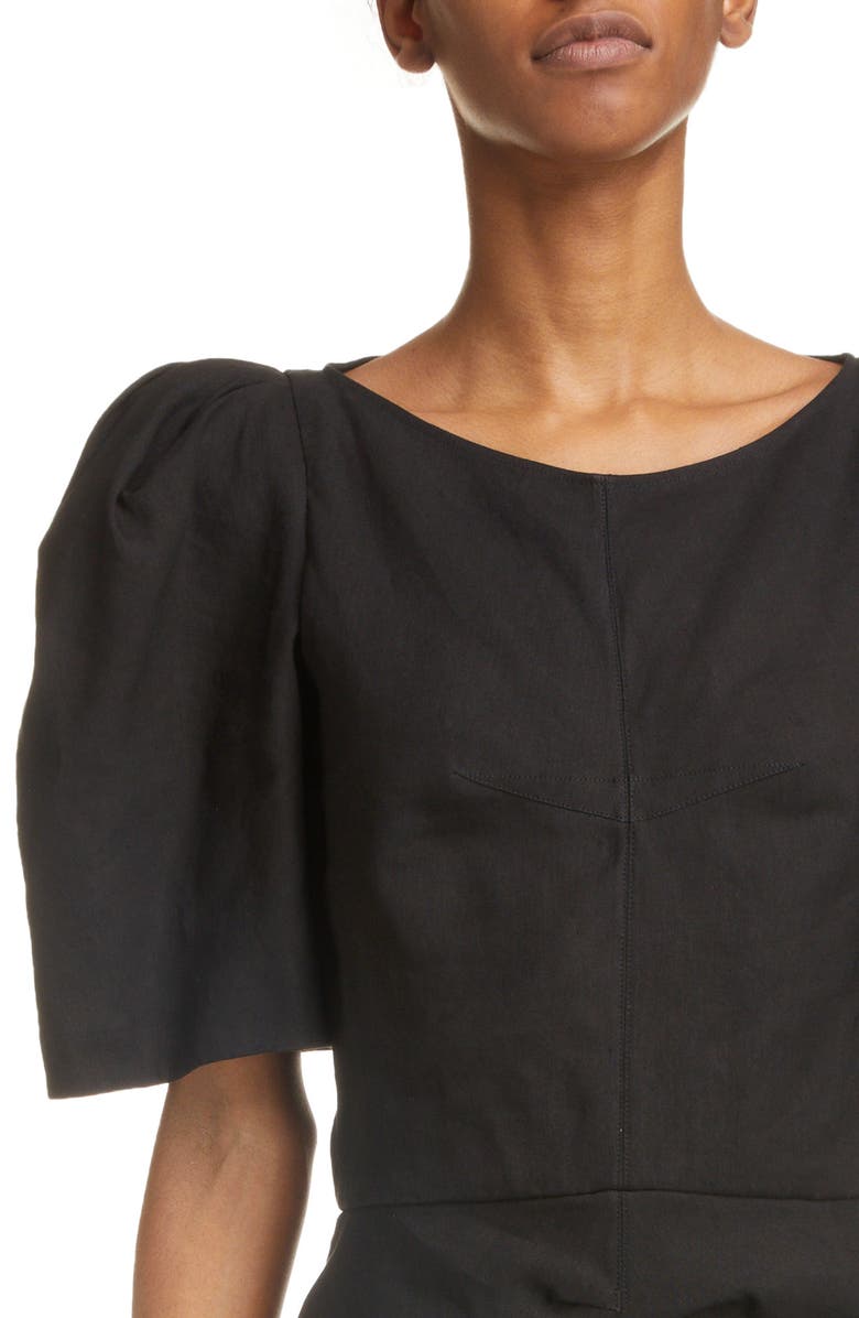 Isabel Marant Flore Pleated Hemp Blend Dress, Alternate, color, 