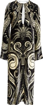 Johanna Ortiz Paisley Jungle Long Sleeve Velvet Tunic Midi Dress