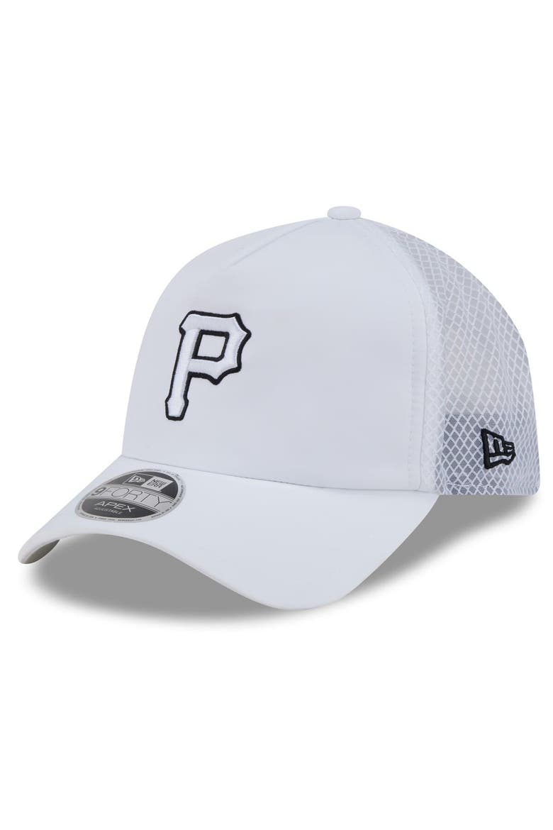 Men's New Era White Pittsburgh Pirates 2026 Batting Practice Apex 9FORTY Adjustable Trucker Hat, Main, color, White