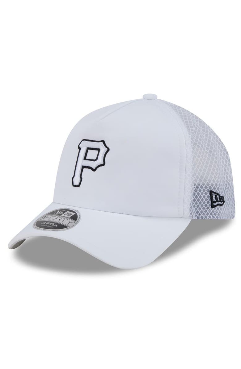 New Era Men's New Era White Pittsburgh Pirates 2026 Batting Practice Apex 9FORTY Adjustable Trucker Hat, Main, color, White