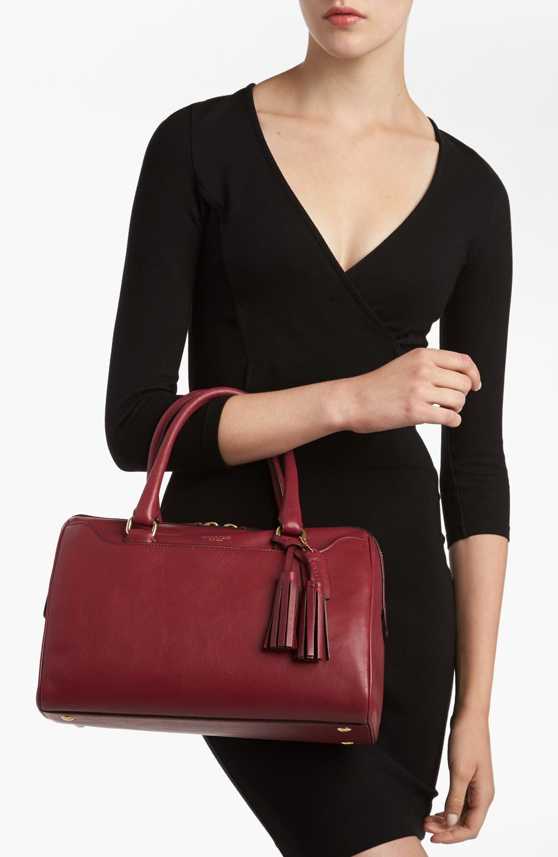 'Legacy - Haley' Leather Satchel, Alternate, color, DEEP PORT
