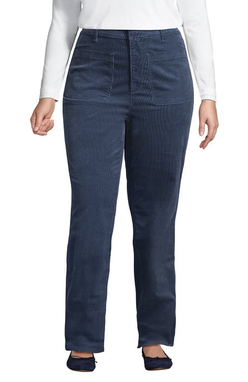 Lands' End Plus Size Corduroy High Rise Rail Straight Leg Pants In Black