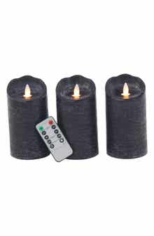 SONOMA SAGE HOME Black Wax Traditional Flameless Candle with Remote Control - Set of 3
