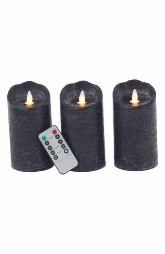 SONOMA SAGE HOME Black Wax Traditional Flameless Candle with Remote Control - Set of 3