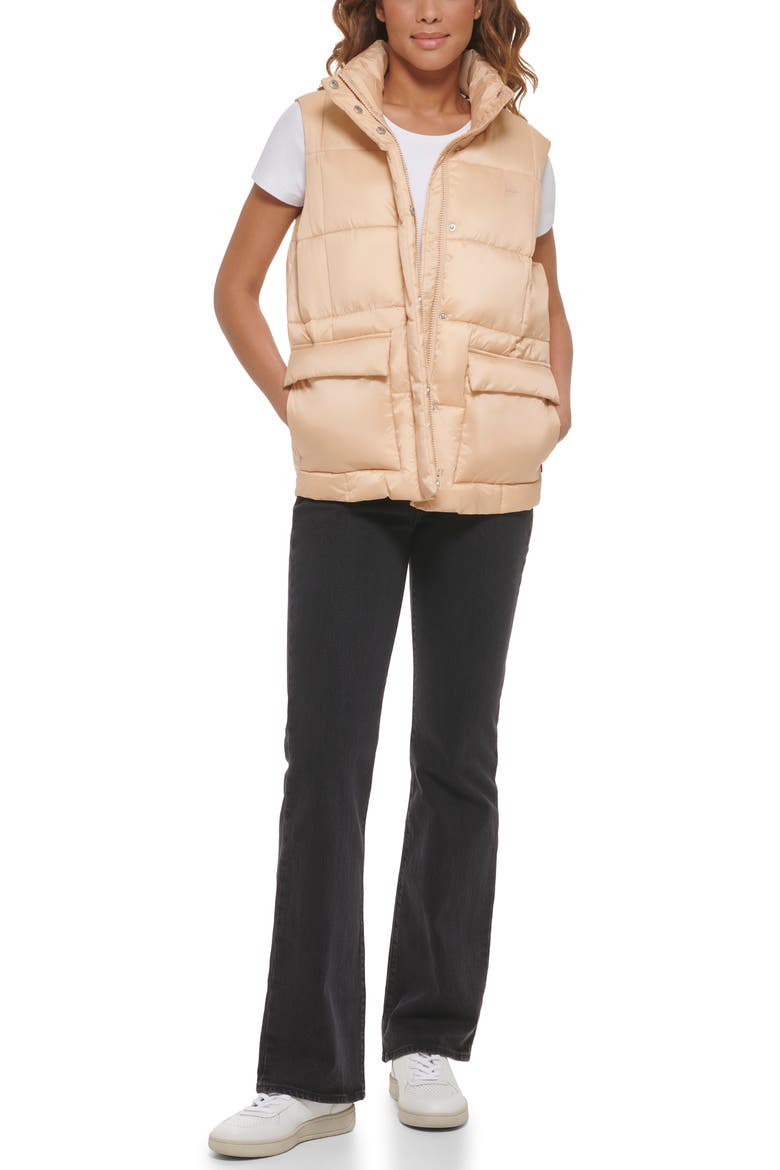 Box Quilt Puffer Vest, Alternate, color, FRAPPE
