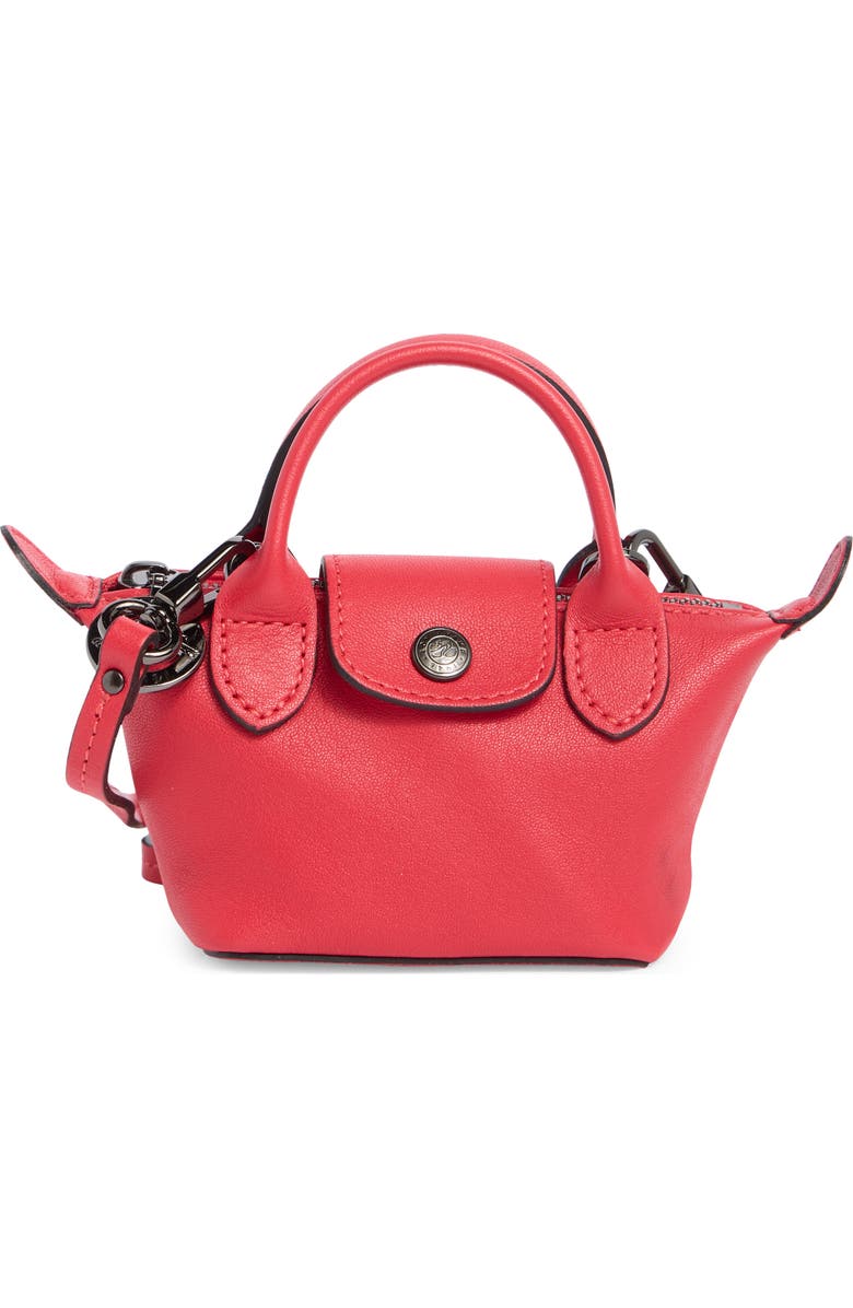 Longchamp Nano Leather Crossbody Bag, Main, color, Red