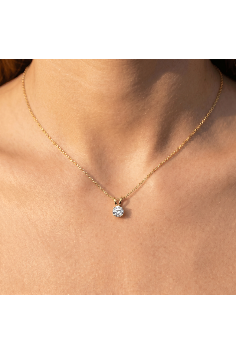 1/2Ct Diamond Solitaire Pendant Necklace 14k Or Gold Lab Grown, Alternate, color, 14k Yellow Gold