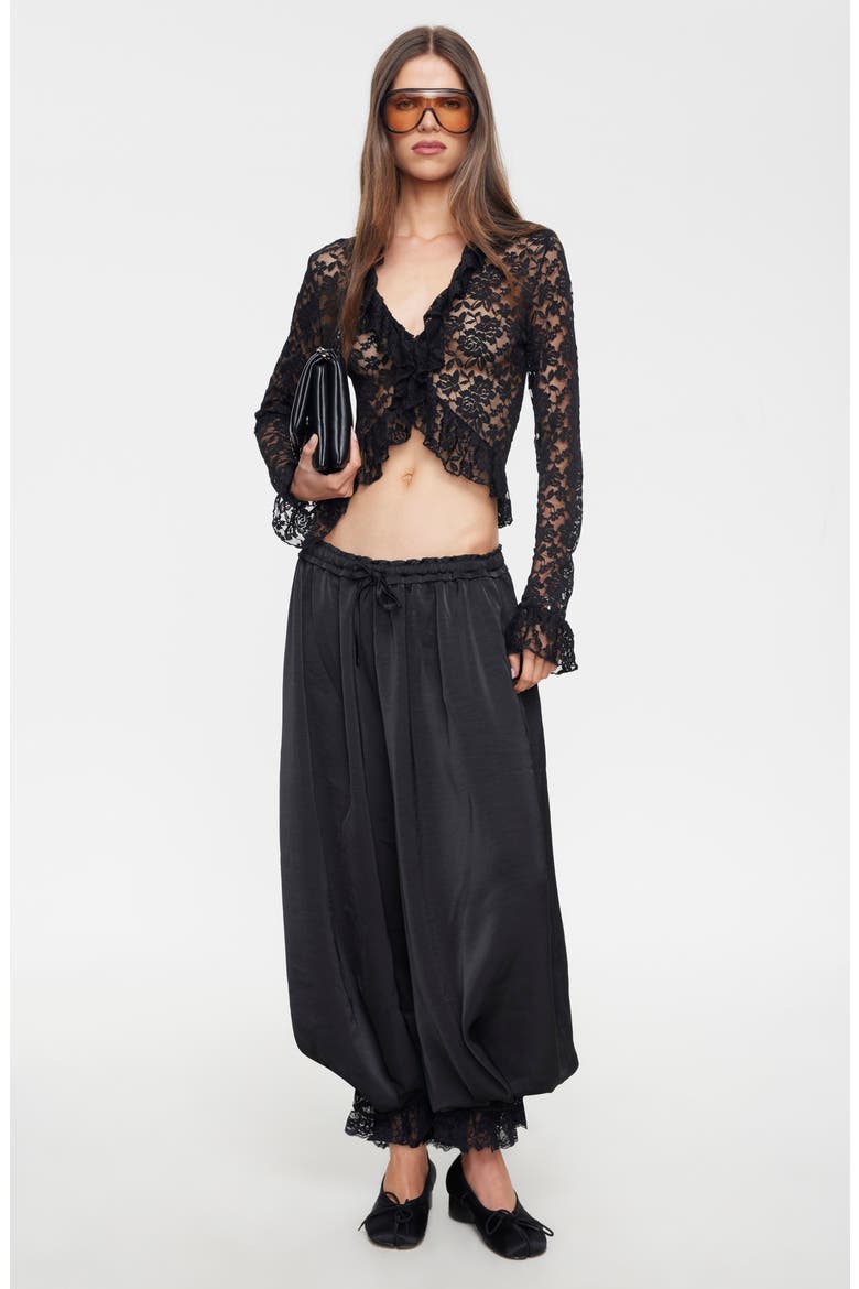 Kiss & Tell Bubble Hem Pants, Alternate, color, NOIR