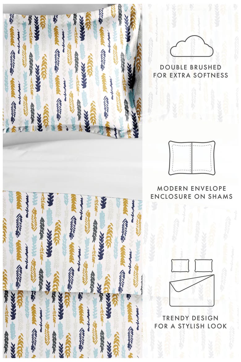 HOME SPUN Premium Ultra Soft Feathers Pattern 3-Piece Duvet Cover Set, Alternate, color, NAVY