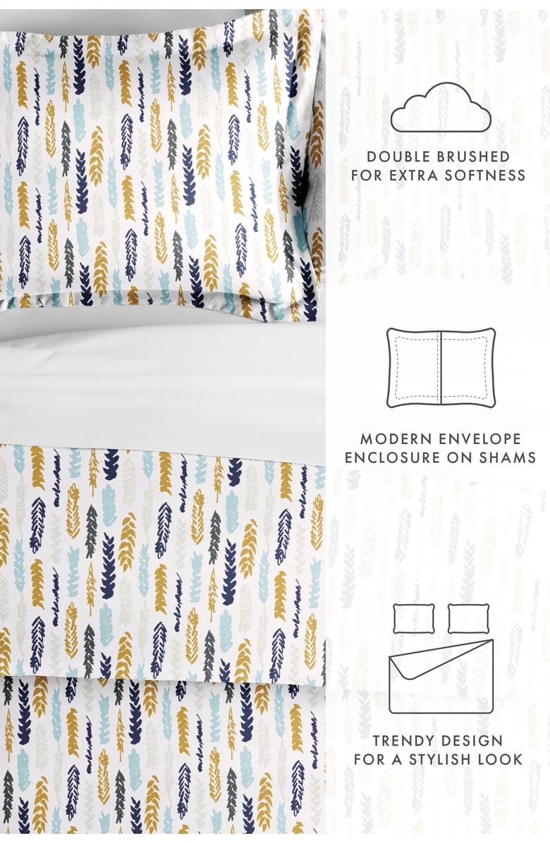 HOMESPUN HOME SPUN Premium Ultra Soft Feathers Pattern 3-Piece Duvet Cover Set, Alternate, color, Gray