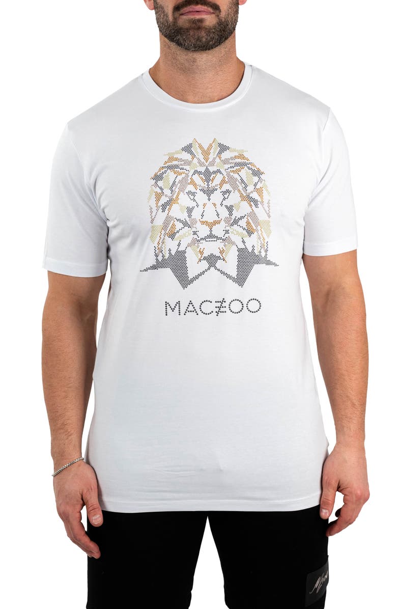 Maceoo Stone Lion Embellished Cotton Graphic T-Shirt, Main, color, 