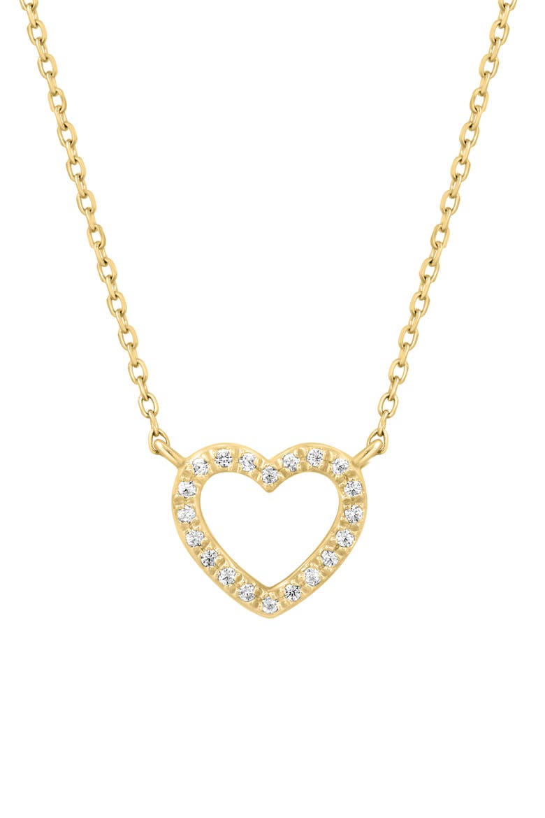 14K Gold Plated Sterling Silver Diamond Open Heart Pendant Necklace, Alternate, color, GOLD