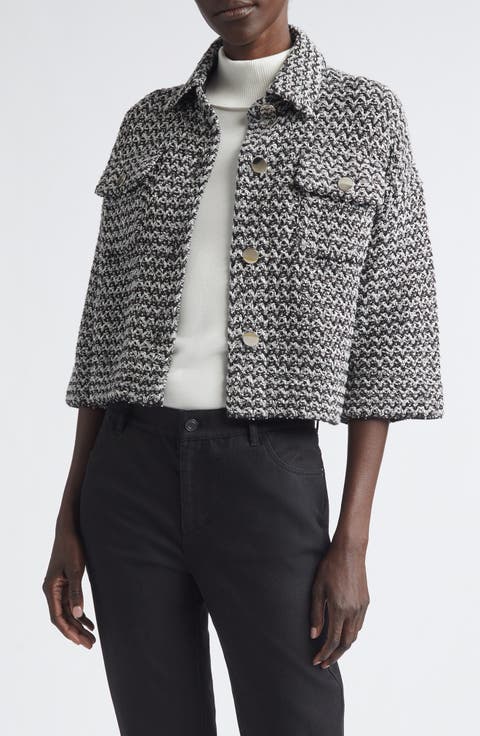 Cotton & Linen Tweed Crop Jacket