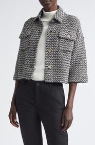 Lafayette 148 New York Cotton & Linen Tweed Crop Jacket