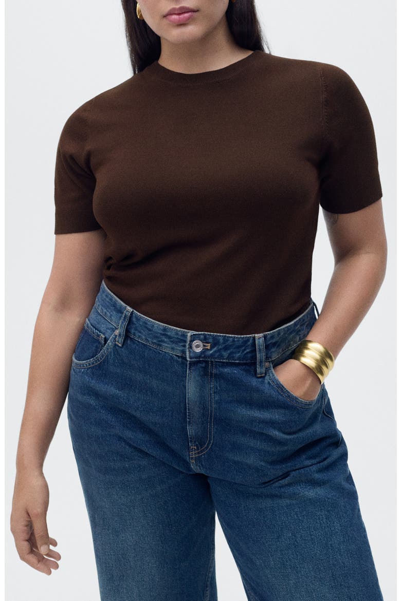 Short Sleeve Sweater, Main, color, CHOCOLATE