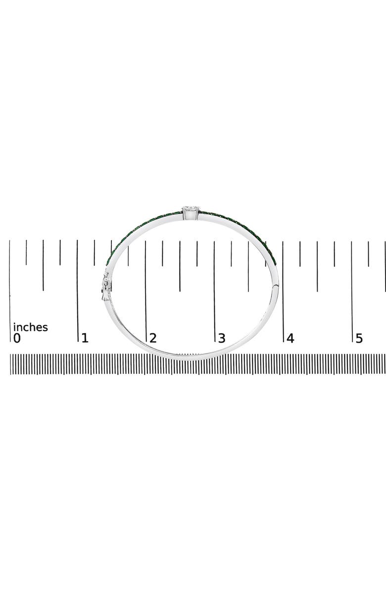 Haus of Brilliance Silver Created Sapphire and Emerald Semi Eternity Bangle Bracelet, Alternate, color, White