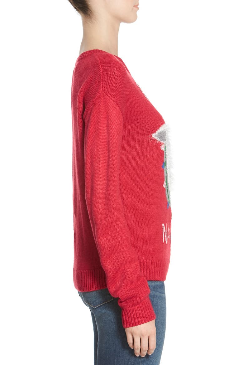'Fleece Navidad' Graphic Christmas Sweater, Alternate, color, RED BTY FLCE NV
