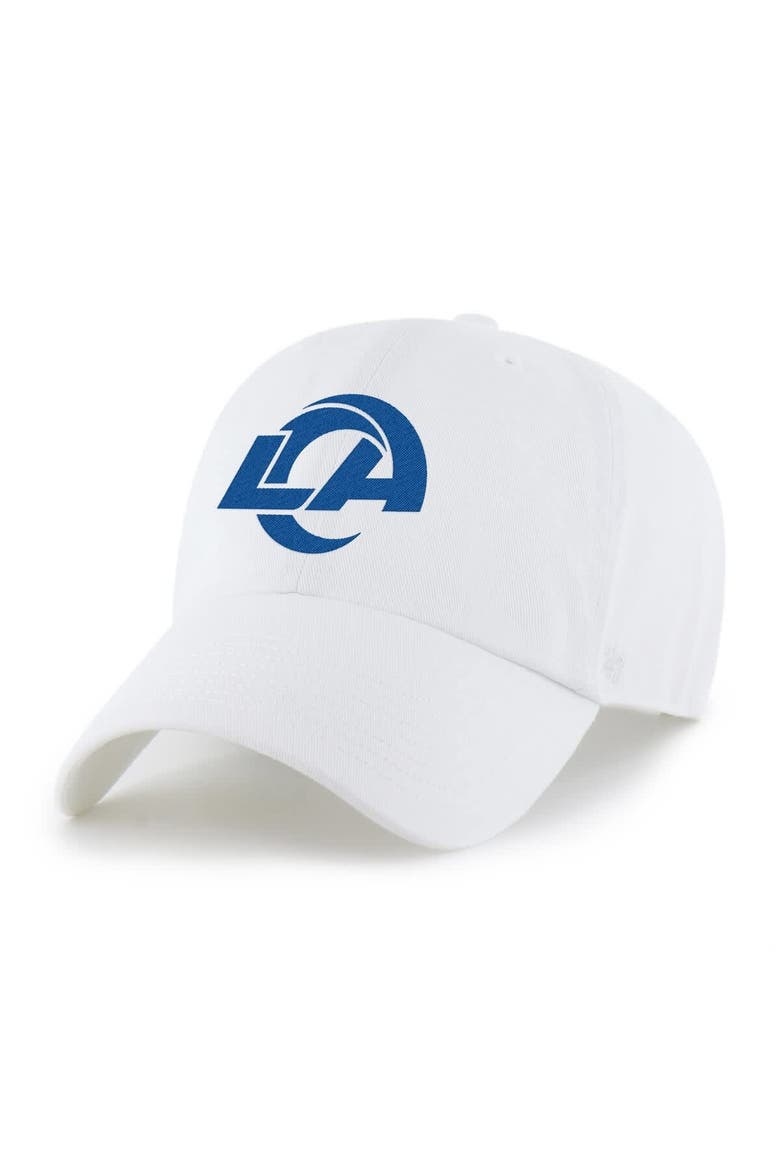 Men's '47 White Los Angeles Rams Primary Logo Clean Up Adjustable Hat, Main, color, White