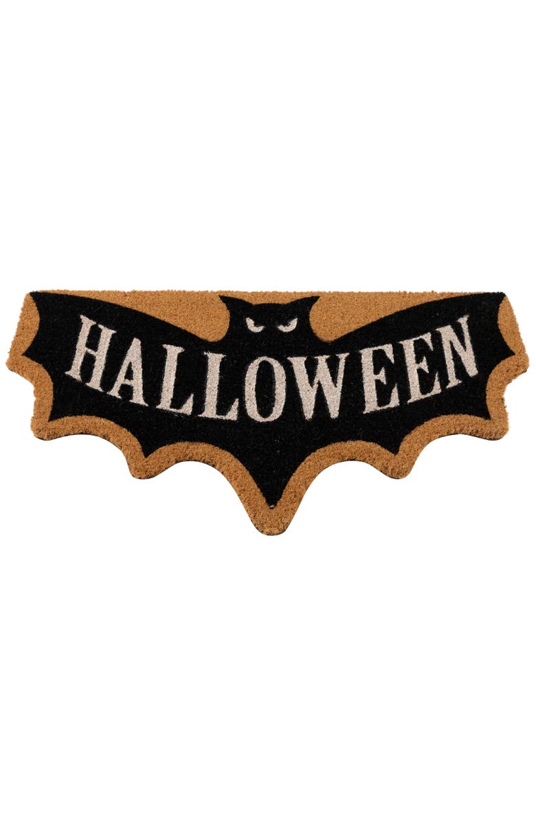 Northlight Natural Coir "Halloween" Bat Shaped Doormat - 18" x 30", Alternate, color, Black