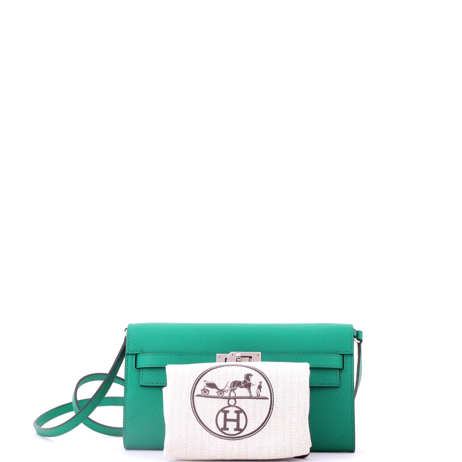 Pre-Owned Hermes Kelly To Go Wallet Epsom, Alternate, color, Vert Jade