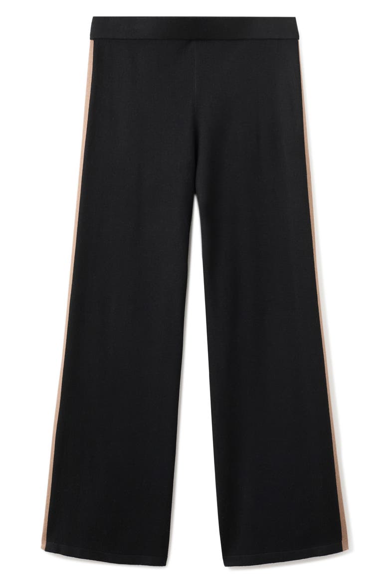 Contrast Stripe Knit Pants, Alternate, color, BLACK