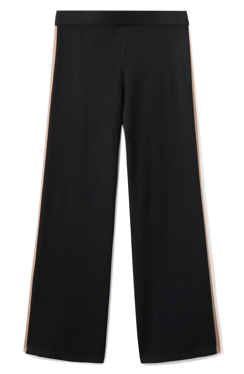 MANGO Contrast Stripe Knit Pants, Alternate, color, Black