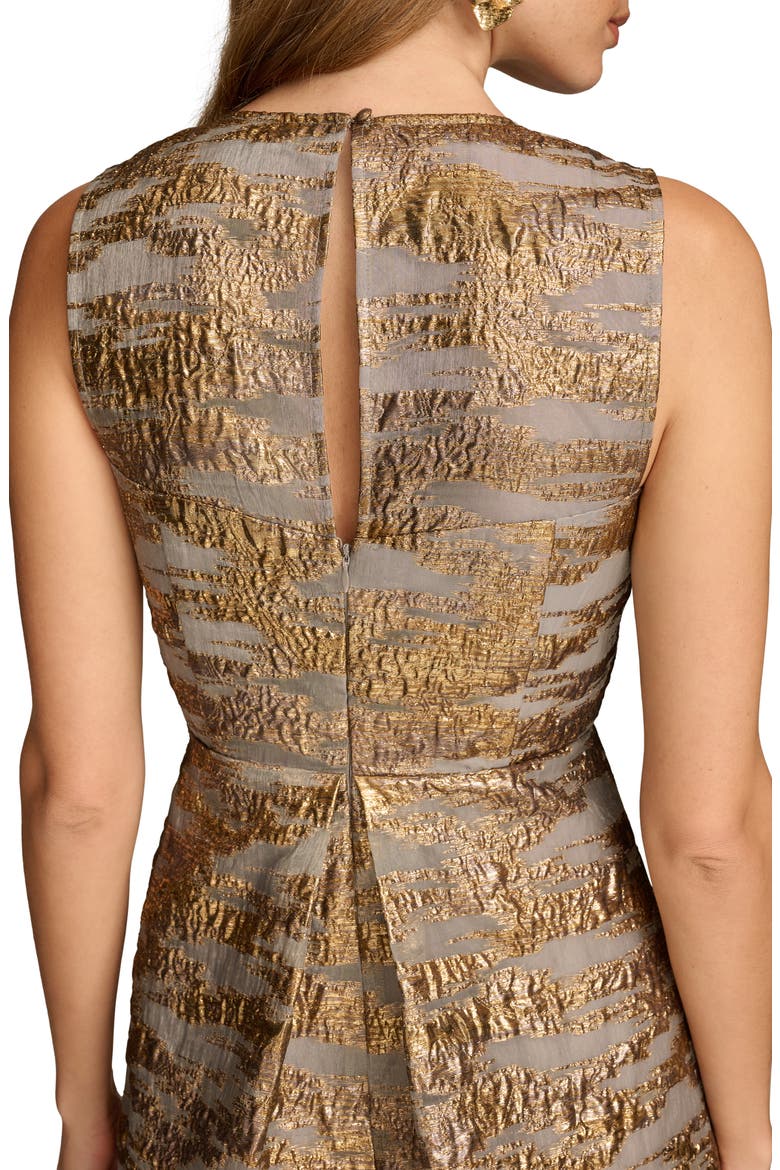 Metallic Jacquard Cocktail Midi Dress, Alternate, color, GILDED