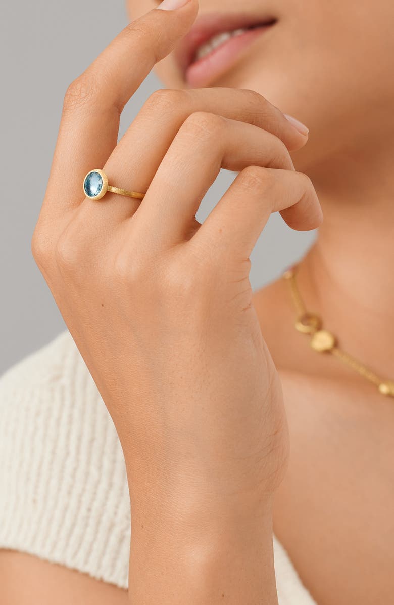 Marco Bicego Jaipur Color 18K Yellow Gold Blue Topaz Stackable Ring, Alternate, color, Yellow Gold