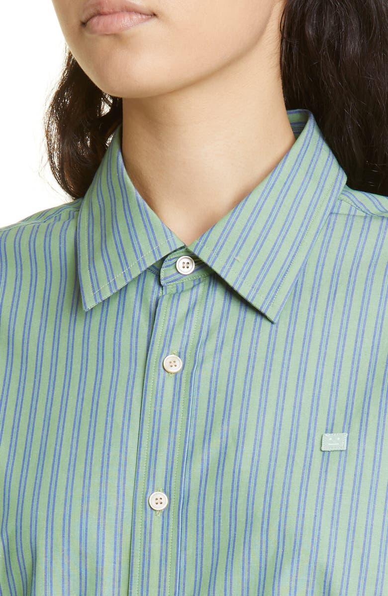 Acne Studios Sarlie Stripe Short Sleeve Cotton Button-Up Shirt, Alternate, color, 