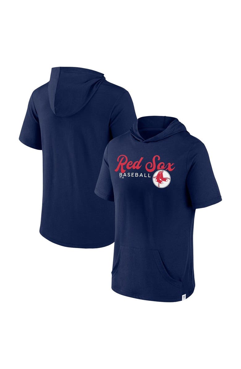 FANATICS Men's Fanatics Branded Navy Boston Red Sox Offensive Strategy Short Sleeve Pullover Hoodie, Main, color, Navy
