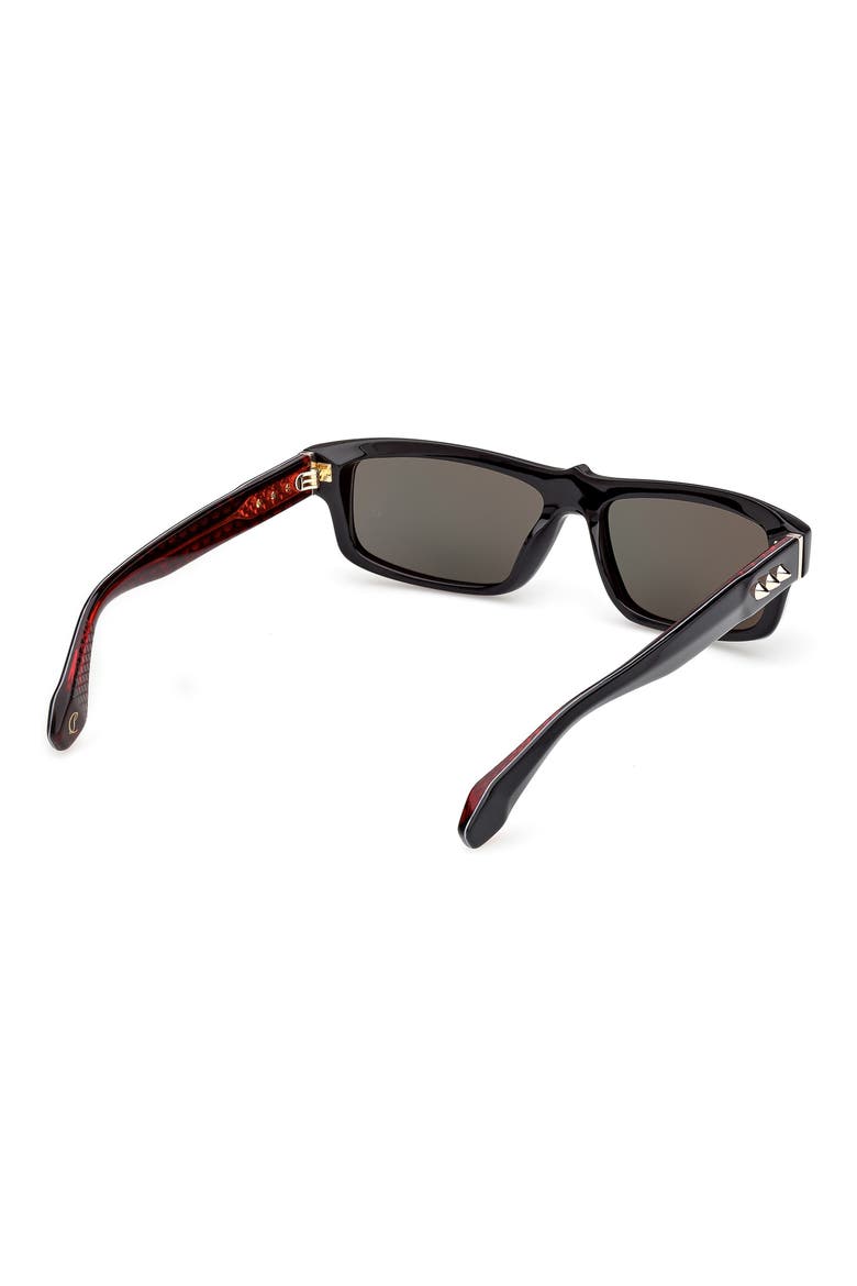 57mm Square Sunglasses, Alternate, color, BLACK / RED GUNMETAL / GOLD