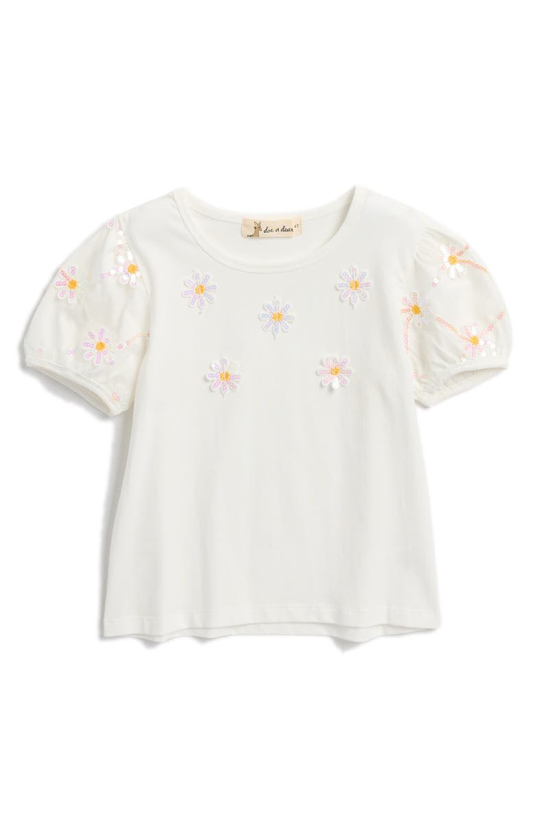 Doe A Dear Kids' Floral Sequin Mesh Sleeve T-Shirt, Main, color,
