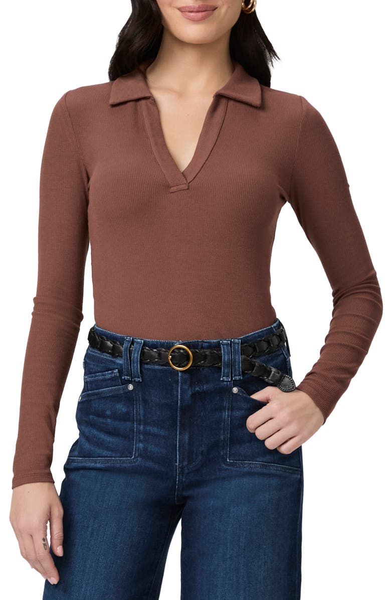 PAIGE Silene Rib Polo Top, Main, color, French Press