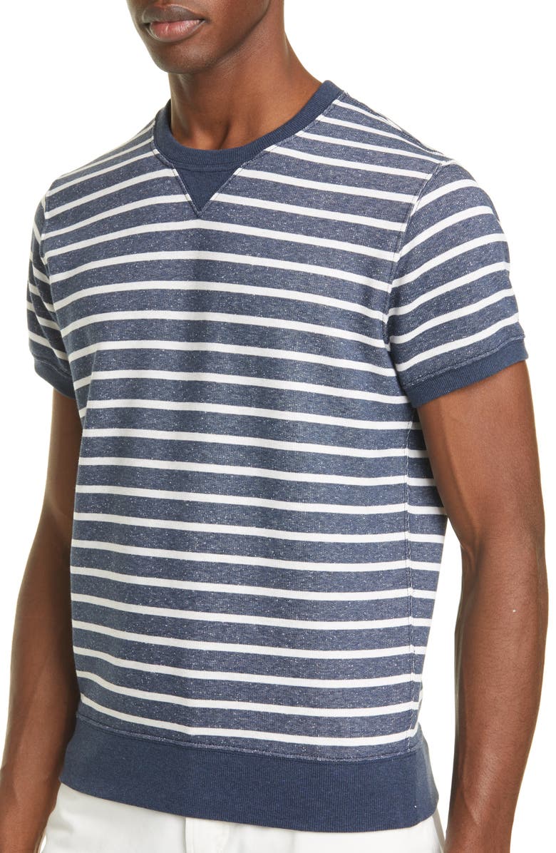 Brunello Cucinelli Stripe Cotton Crewneck T-Shirt, Alternate, color, 