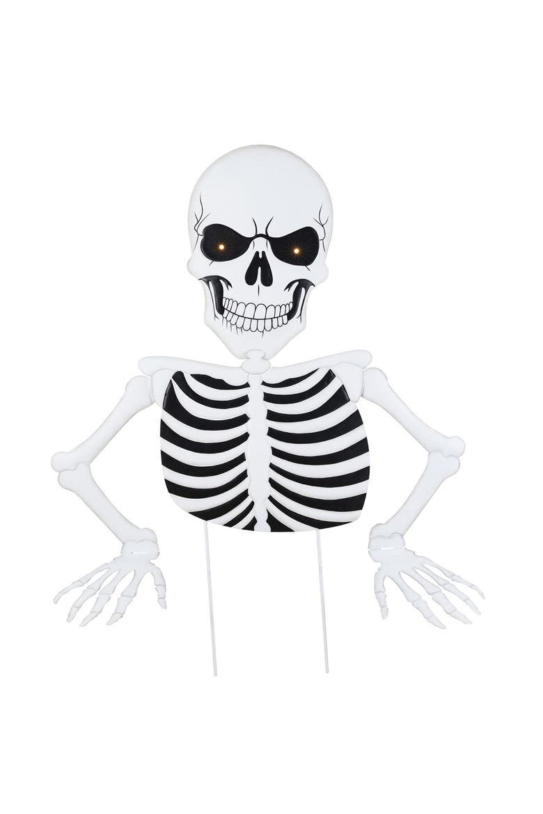 Halloween Metal Lighted Yard Stake with Timer, Main, color, White