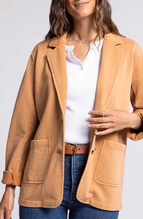 Frenchie One-Button Cotton Blazer