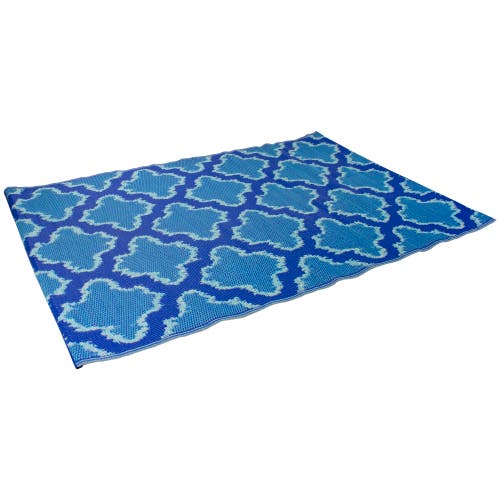 Northlight 4' X 6' Blue Quatrefoil Rectangular Outdoor Area Rug In Blue