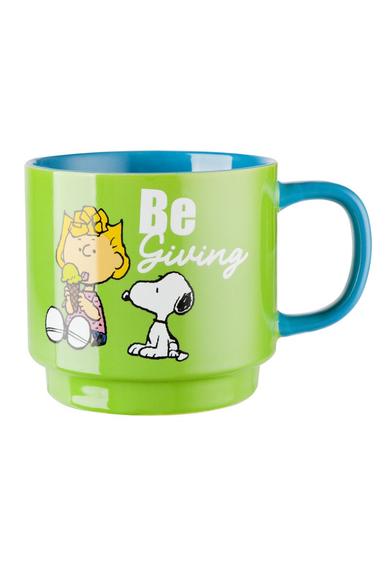 Snoopy Stackable Stoneware Mug Set with Rack, Alternate, color, Assorted Colors
