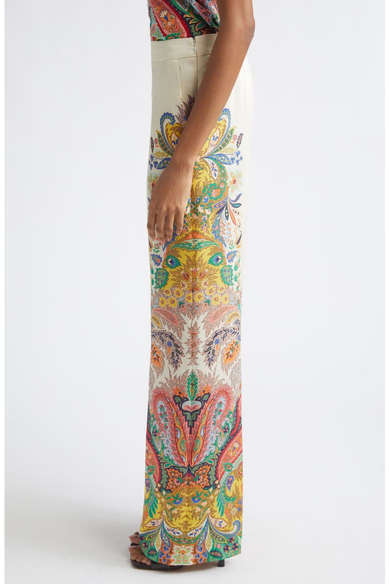 Placed Paisley Print Satin Pants, Alternate, color, PRINT ON WHITE BASE