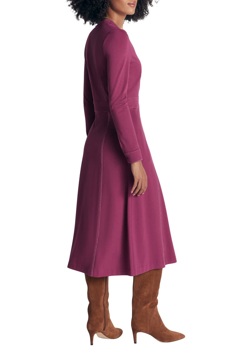 Alex Long Sleeve Ponte Midi Dress, Alternate, color, RASPBERRY COULIS