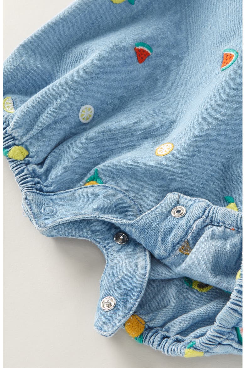 Embroidered Denim Romper, Alternate, color, AQUAMARINE WASH DITSY FRUIT