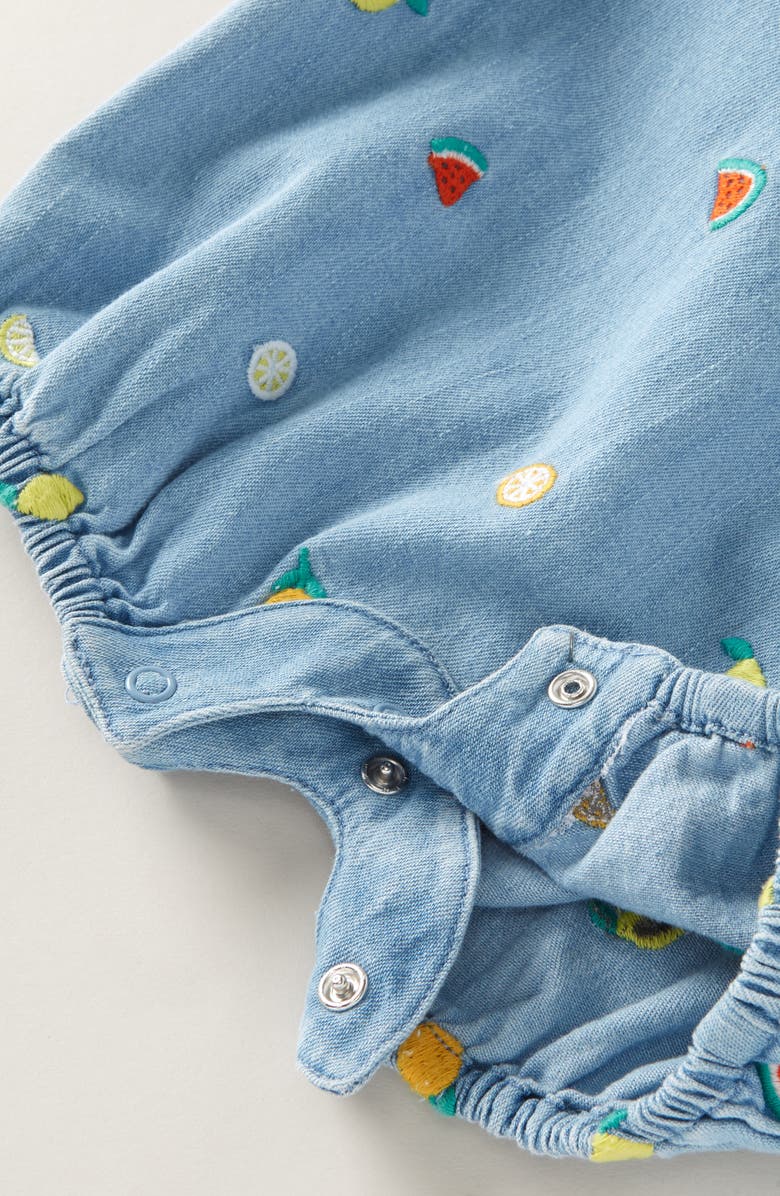 Tucker + Tate Embroidered Denim Romper, Alternate, color, Aquamarine Wash Ditsy Fruit