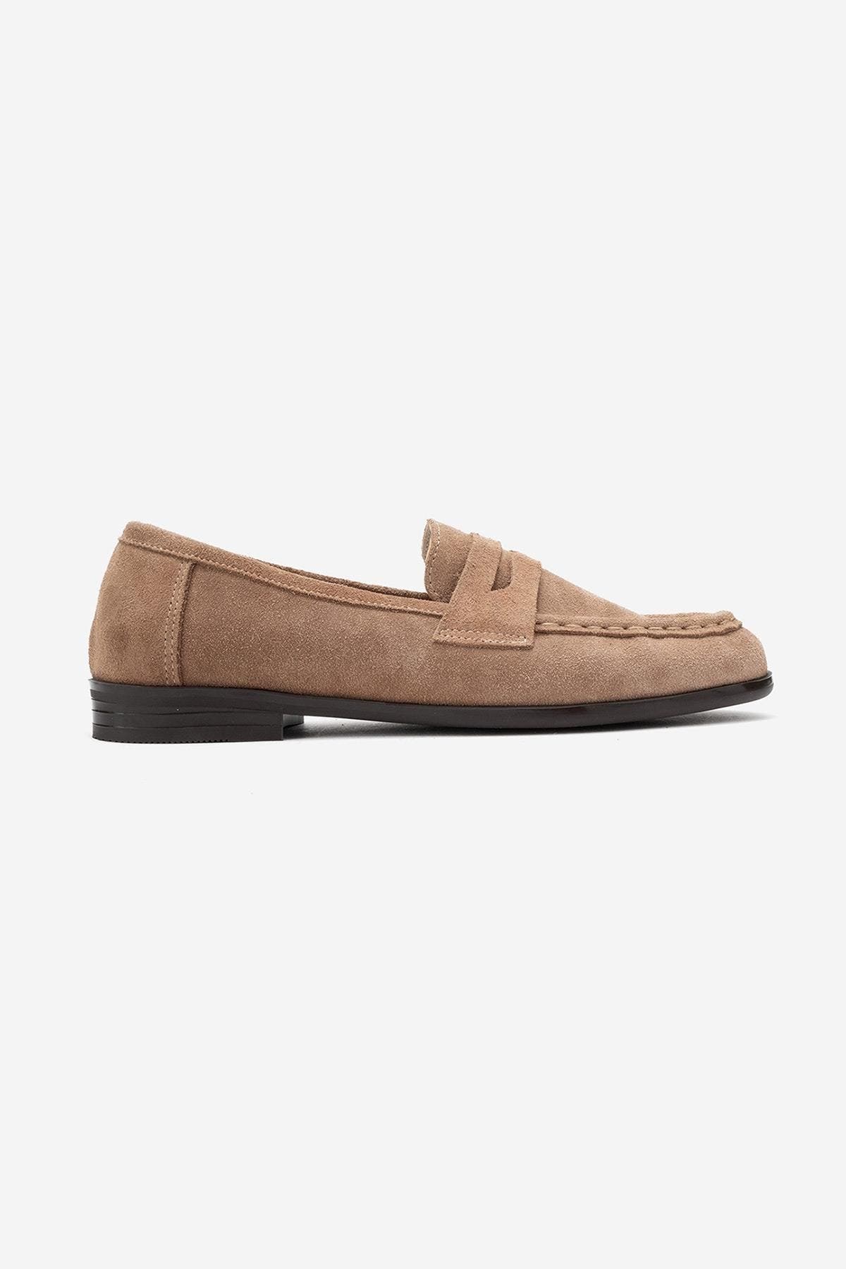 Valia Leather Loafer, Alternate, color, Cognac Suede