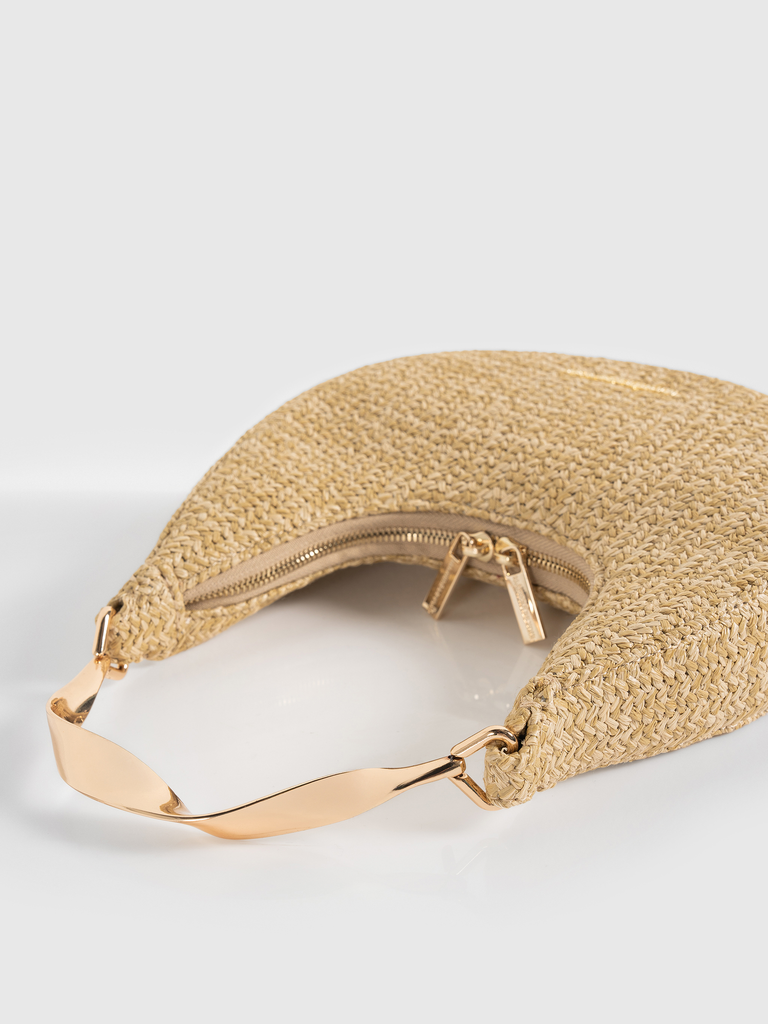 Sadie Sculpted Raffia Crescent Bag, Alternate, color, Natural