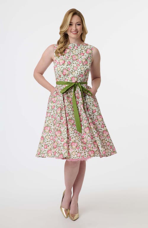 Shop Unique Vintage Sleeveless Belted Swing Dress